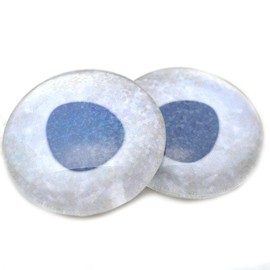 Megan's Beaded Designs White Pearl Sparkle Iridescent Glass Eyes Realistic 6mm to 78mm Jewelry Art Doll Fish Animal Taxidermy Sculpture Eyeball Flatback Cabochons (50mm)