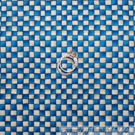 Signature BonEful Fabric FQ Cotton Quilt Blue Cream Tan Country Gingham Check Stripe Tonal