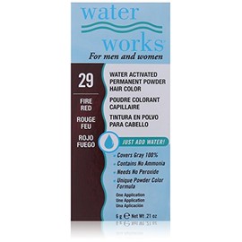 Water Works Water Activated Permanent Powder Hair Color for Men and Women, #29 Fire Red