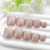 24Pcs Golden Glitter Press on Toenails Short Square Fake Toenails
