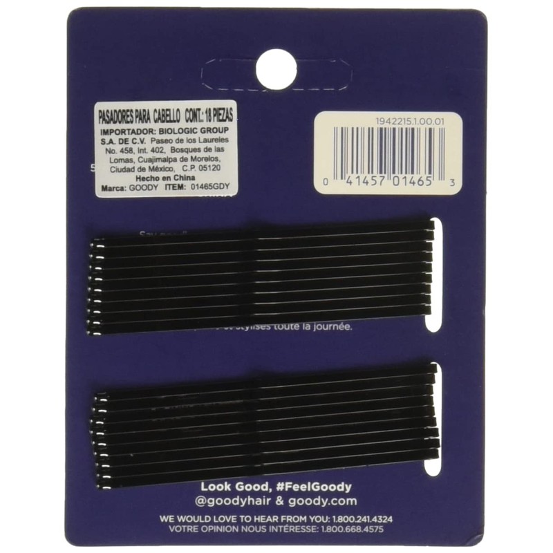 Goody Black Roller Pins, 3 inches 18 ea (Pack of