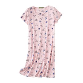 Inadays 3 Pack Women's Cotton Nightgown Sleepwear Short Sleeves Nightshirt Fun Print Sleepdress Loose Comfy Sleepshirts Firework+Pink Cup+Blue Sheep-S