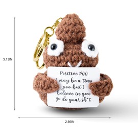 GUYOMM Positive Poo Gifts with Key Chain Funny Knitted Poo with Motivational Card Cute Cheer Up Gifts Emotional Support for Women Men Adults Mini Table Decor