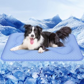 Rywell Dog Cooling Mat, 44*32 Super Thick & Comfortable Cooling Mat for Large Dog with Arc-Chill 3.0 & PCM Tech(Q-Max>0.5), Endothermic Color Changing&Dual Sided for All-Year Use, Portable for Pet Bed