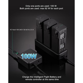 Youetly 100W Battery Charger USB-C Power Adapter for DJI Mavic 3 Series/Air 3/Mini Series Intelligent Flight Battery, DJI RC Pro Plus/RC Pro/RC/N1 Remote Controller, DJI Avata, DJI Goggles 2 Battery