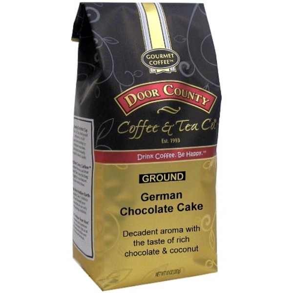 Door County Coffee - German Chocolate Cake, Chocolate & Coconut Flavored Ground Coffee - Medium Roast, 10 oz Bag