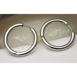 Kikuchi Ohrringe Titan Stäbchen Edelstahl klapp Creolen Tube hochglänzend Matt silber schwarz gold rotgold Ø 20 mm für Damen Herren (Hochglänzend Silber)