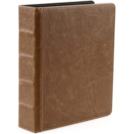 2Fold Mini 1.5 inch 3 Ring Binder 9.4" x 8.5" - Vintage PU Leather Small Three Ring Binder - Fits 5.5 x 8.5 Paper - Binder Organizer, Wedding Planner, Recipe Binder or Refillable 5.5 x 8.5 Binder