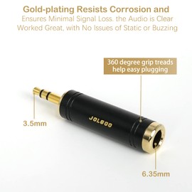 JOLGOO 3.5mm to 1/4 Inch Headphone Adapter, 3 Pack