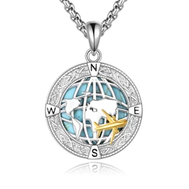 Grmdit Airplane Necklace 925 Sterling Silver Airplane Pendant Necklace Airplane Jewelry Gifts for Women Men, Medium, Sterling Silver, No Gemstone