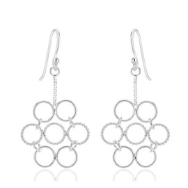 DTPsilver - Women's Earrings 925 Sterling Silver Flower Daisy, Sterling Silver, No Gemstone
