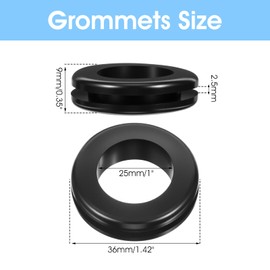 12 Pcs Rubber Grommets, 1 Inch Grommet Drill Hole Rubber Wire Grommets Small Grommet for Wire, Cables, Plugs, Firewall