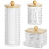 HOTUT 3PCS Cotton Pad Holder, Bathroom Jars Cotton Swab Box