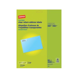 Staples 573947 Laser/Inkjet Address Labels 1/2-Inch x 1 3/4-Inch Clear 80 Labels/Sheet
