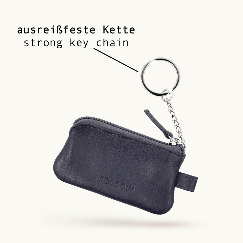 LEDEROW Leather Key Case Small with Zip for Men and