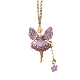 BDZMC Butterfly Fairy Car Rear View Mirror Pendant, Crystal Rhinestone Mirror Hanging Ornament, Car Decoration Accessories, Lucky Presents for Women Girls (Purple)