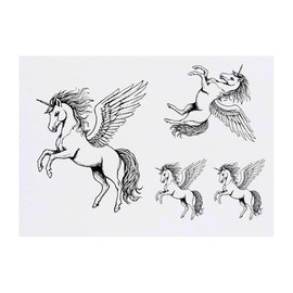 Azeeda 4 x 'Verzauberter Pegasus' Temporäre Tattoos - Wasserfest, Hautfreundlich & Ungiftig · Transfers in Verschiedenen Größen (TO00075094)