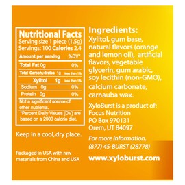 XyloBurst 100% Xylitol, Natural Chewing Gum 100 Count Jar Non GMO, Vegan, Aspartame Free, Sugar Free (Fruit, 3 Pack)