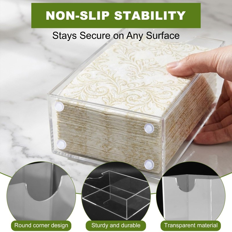 Acrylic Napkin Holder, Vertical Clear Guest Towel Holder, Waterproof Countertop