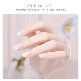 JMEOWIO Gel Nail Stickers White Cream Light Brown Semi Cured Gel Nail Strips Wraps UV/LED Nail Supplies Nail Art Design Decoration Accessories
