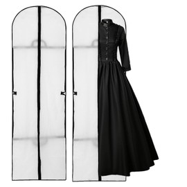 Dress Bags for Gowns Long, 71" Dress Garment Bags for Hanging Clothes, Dress Bags for Closet Storage and Traveling, Foldable Dress Cover, 2 Packs (White)