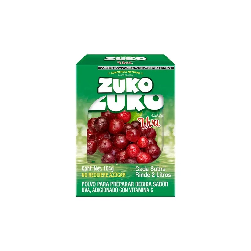 Zuko Uva Bebida En Polvo 8 Sobres/13g, Rinde 2l C/u
