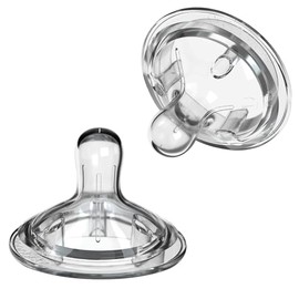 Nanobebe Nipples Baby Bottle Nipples, Silicone Nipple, Triple Vented, Ready to Use, 2-Pack, Slow Flow