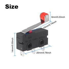 DWEII 10pcs Micro Limit Switch KW12-3 AC 250V 5A SPDT 1NO 1NC Micro Switch Normally Open Close Limit Switch with Roller Lever Arm Black 3 Pins