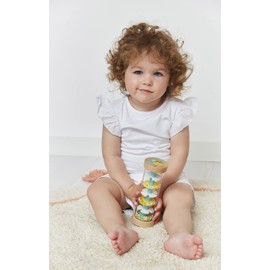 Janod - Wooden Rainmaker - Pure Collection - Baby and Toddler Toys - Development of Fine Motor Skills Visual and Acoustic Stimulation - Water-based Paint - From 6 Months, J05193