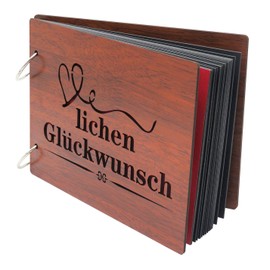 Smiling Art Photo Album for DIY Crafts, Photo Album for Gluing, DIY Scrapbook, Photo Book, Diary, Travel Book, Vintage Style with a Cover Sheet Made of MDF Wood (Congratulations, 22 x 16 cm)