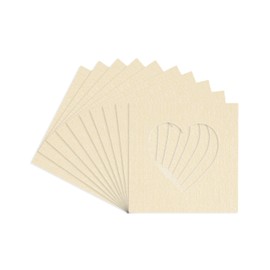 CountryArtHouse Fresh Linen Canvas Acid Free 6x6 Heart Picture Frame Mat with White Core Bevel Cut for 3x3 Pictures - Fits 6x6 Frame - Pack of 10 Matboards