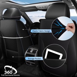 TTX LIGHTING 2PCS Front Car Seat Covers Fit for Subaru Outback 2010-2024 2025 Seat Cover Waterproof Leather Automotive Seat Cushion Protector Compatible Airbag(Black,2 Seats)