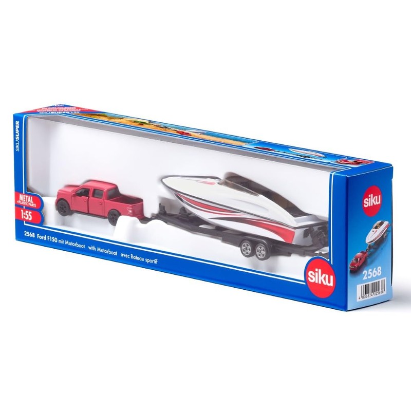 Siku 2568 Ford F150 with Motor Boat, 1:55, Metal/Plastic, Red/White