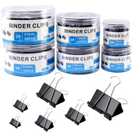 208 PCS Binder Clips Assorted Sizes, Metal Large Binder Clips Bulk, Black Binding Paperwork Clamp for Paper, 6 Size Clips Office Supplies for Business and School