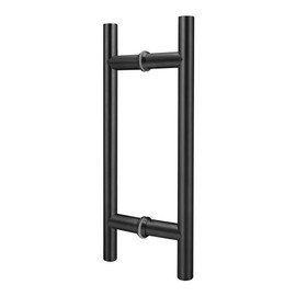 8" Square Shower Door Pull-Push Handle, Compatible with 1/4"(6mm) to 1/2"(12mm) Thick Glass Door, 4.8" W*12" H Door Handle, Matte Black with 304 Stainless Steel