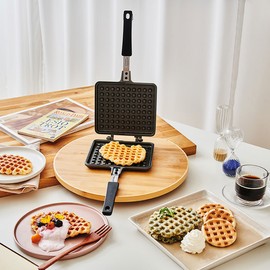 Kitchen Art Kitchen Flower Rosa Titanium Coated IH Induction Capable Waffle Pan / 키친아트 키친플라워 로사 티타늄코팅 IH 인덕션가능 와플팬