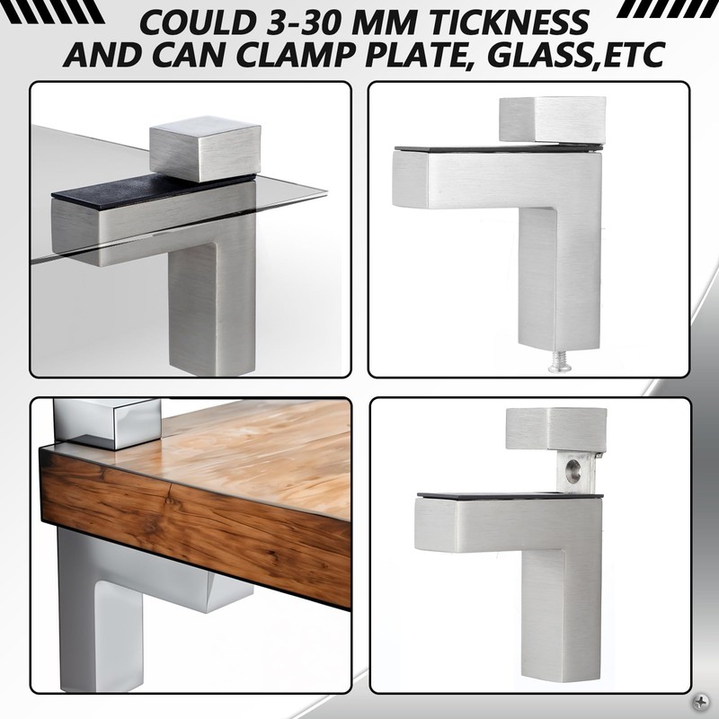 4 Pcs Solid Metal Adjustable Wood/Glass Shelf Bracket Wall Mount,