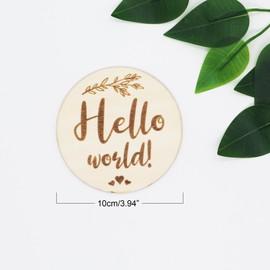 Weforu 6pcs Milestone Cards Baby Birth Announcement Cards,Mummy to Be Baby Photo Props, Hello World Wooden Baby Birth Sign Growth and Pregnancy Growth Cards 4inch