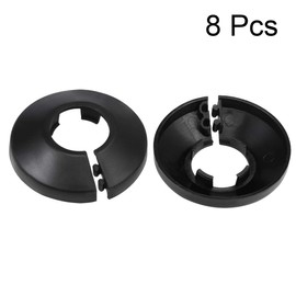 sourcing map 20mm Pipe Cover Decoration PP Plastic Water Pipe Escutcheon Black 8pcs