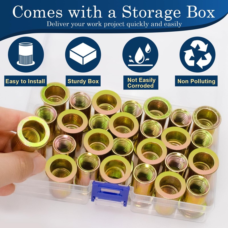 Vifmy 1/2''-13 UNC Rivet Nut, 19Pcs Zinc Plated Finish Carbon