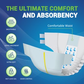 MED PRIDE Maximum Absorbency Adult Briefs for Incontinence with Refastenable Tabs [XX-Large, 12-Pack]- Ultra-Absorbent Adult Diapers for Men & Women- Bladder Control Unisex Disposable Underwear