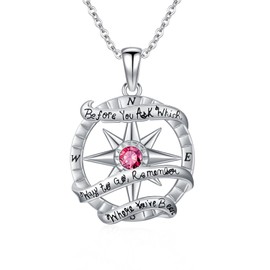 XIXLES Compass Necklace 925 Sterling Silver Compass Chain Women's Graduation Jewellery for Women