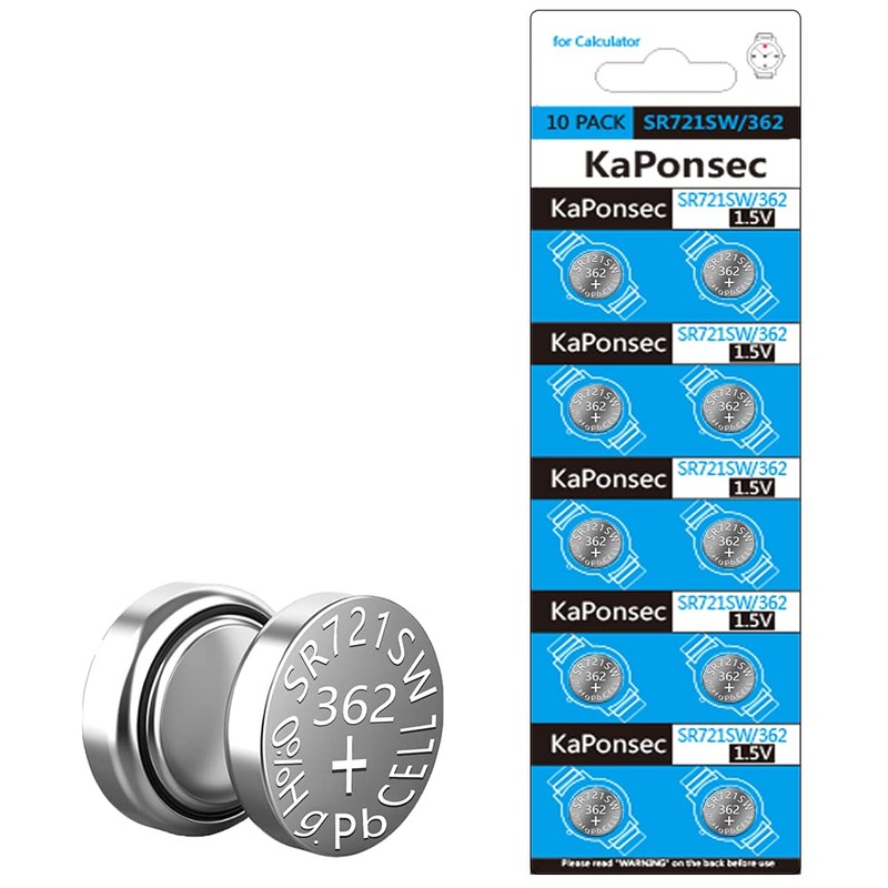 KaPonsec SR721SW 362 361 1.55v Watch Battery 10 Count (Pack
