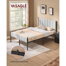 VASAGLE Full Bed Frame with Upholstered Headboard, Metal Bed Frame Full Size with Footboard, 1100 lb Weight Capacity, Steel Slats, Easy Assembly, No Box Spring Needed, Dove Gray URMB982G01V1