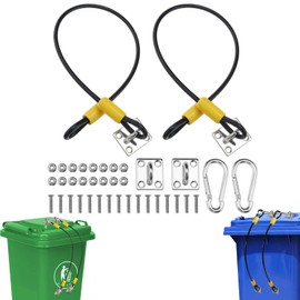 LYSAIMG 2Pcs Garbage Trash Can Lock, Squirrel Bear Proof Lid With Wire Ropes, Universal for Various Bins, Animal Proof