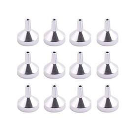 12Pcs Metal Mini Funnels for Filling Small Bottles, Essential Oils, DIY Lipbalms, Small Samples of Perfumes Liquids, Avoid Spills (21x17mm, Silver)