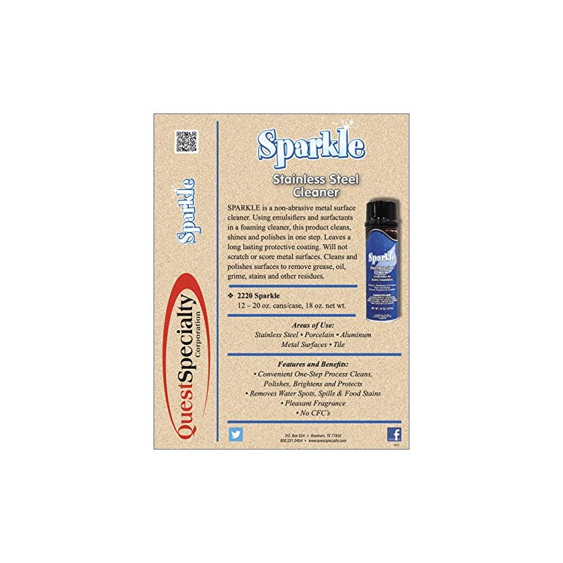 Quest Specialty SPARKLE Stainless Steel Cleaner, 20 oz. can, 1