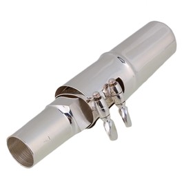 Yibuy Tenor Sax Brass Mouthpiece Cap Ligature #7 Silver Plated 11cm