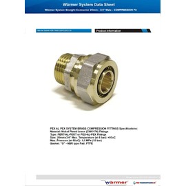 Straight Connector 20mm - 3/4" Male - Compression Fit, Fittings Type: PEX-AL-PEX (1)