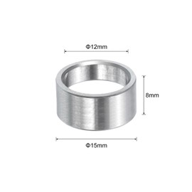 uxcell 10pcs Stainless Steel Spacer 12mm Bore x 15mm OD x 8mm Length Screw Bushing Plain Finish Round Metal Spacer for 12mm ID Screws Bolts and Rods